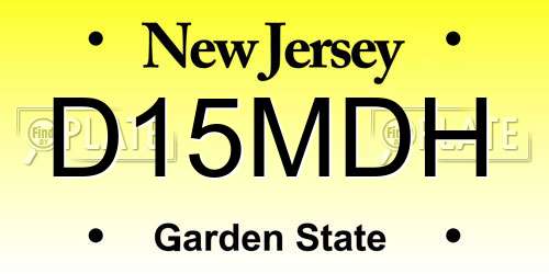 D15MDH New Jersey License Plate