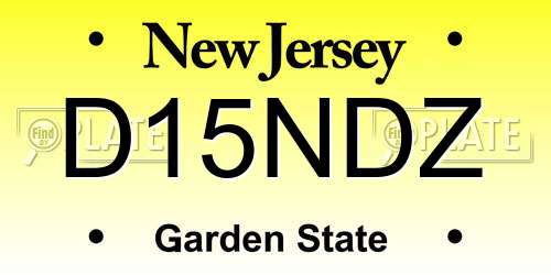 D15NDZ New Jersey License Plate