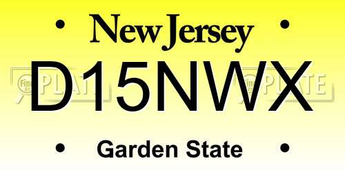 D15NWX New Jersey License Plate