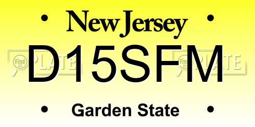 D15SFM New Jersey License Plate