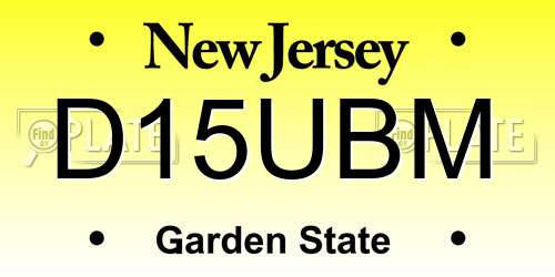 D15UBM New Jersey License Plate