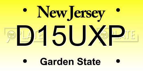 D15UXP New Jersey License Plate