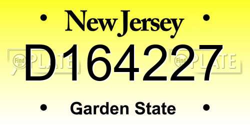 D164227 New Jersey License Plate