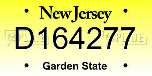 D164277 New Jersey License Plate
