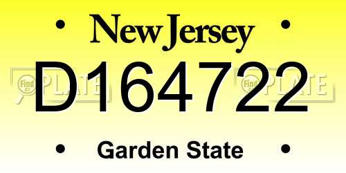 D164722 New Jersey License Plate