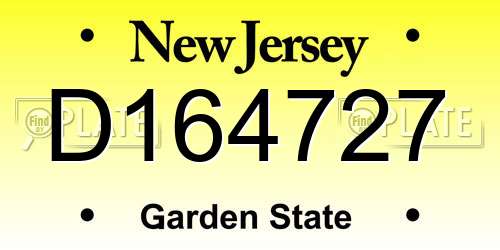 D164727 New Jersey License Plate