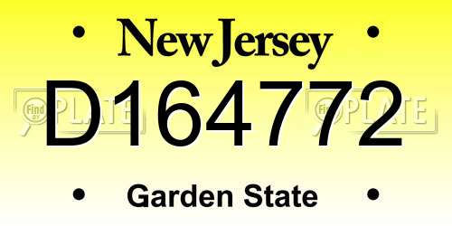D164772 New Jersey License Plate