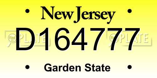 D164777 New Jersey License Plate