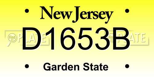 D1653B New Jersey License Plate