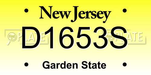 D1653S New Jersey License Plate