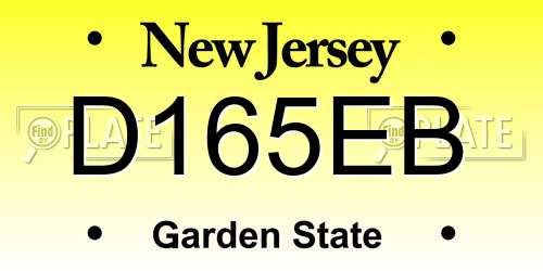 D165EB New Jersey License Plate