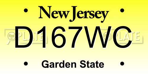 D167WC New Jersey License Plate