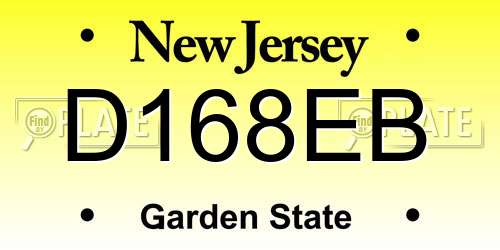 D168EB New Jersey License Plate