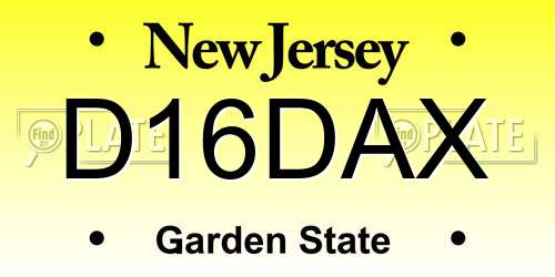 D16DAX New Jersey License Plate