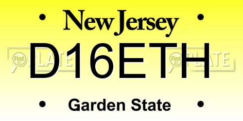 D16ETH New Jersey License Plate