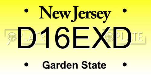 D16EXD New Jersey License Plate