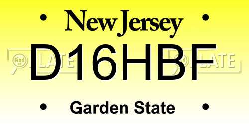 D16HBF New Jersey License Plate