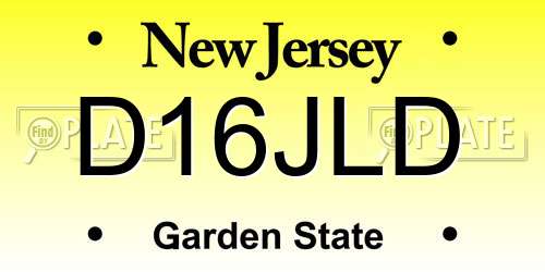 D16JLD New Jersey License Plate