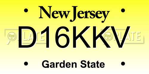 D16KKV New Jersey License Plate