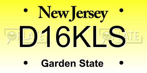 D16KLS New Jersey License Plate