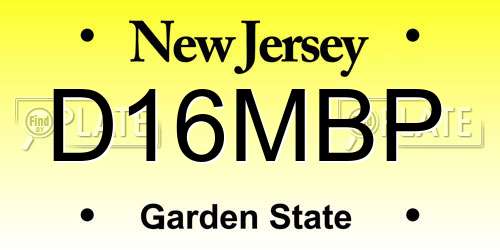 D16MBP New Jersey License Plate