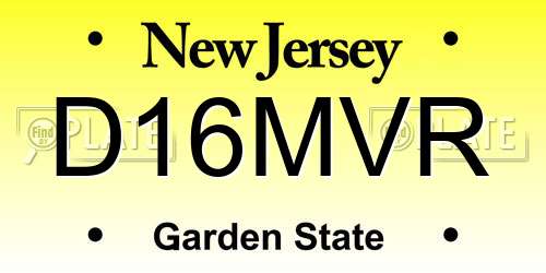 D16MVR New Jersey License Plate