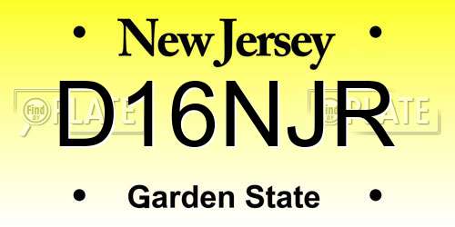 D16NJR New Jersey License Plate