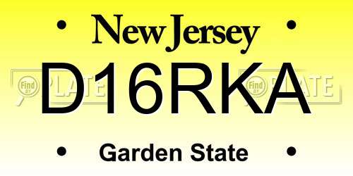 D16RKA New Jersey License Plate