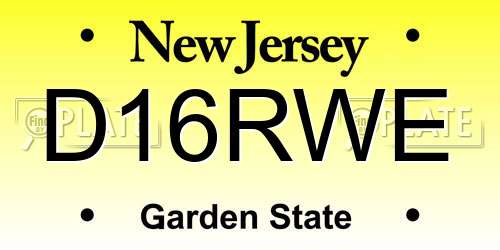D16RWE New Jersey License Plate