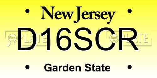 D16SCR New Jersey License Plate