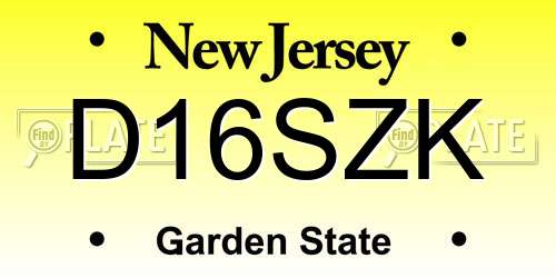 D16SZK New Jersey License Plate