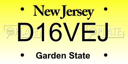D16VEJ New Jersey License Plate