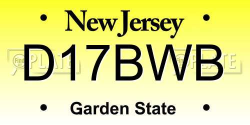 D17BWB New Jersey License Plate