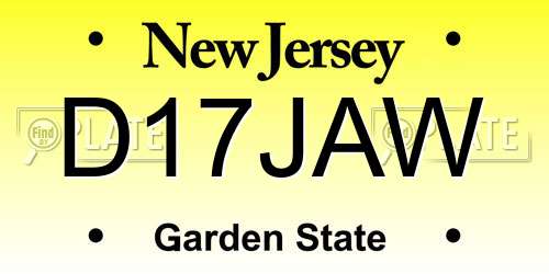 D17JAW New Jersey License Plate