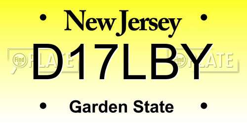 D17LBY New Jersey License Plate