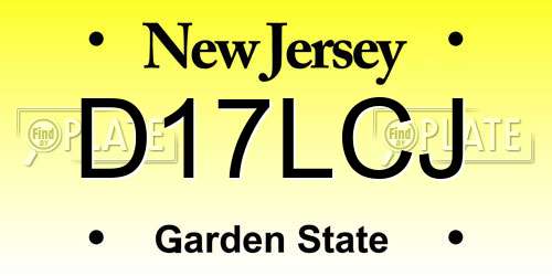 D17LCJ New Jersey License Plate