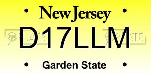 D17LLM New Jersey License Plate