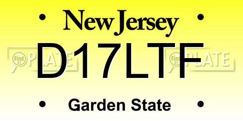 D17LTF New Jersey License Plate