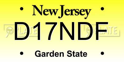D17NDF New Jersey License Plate