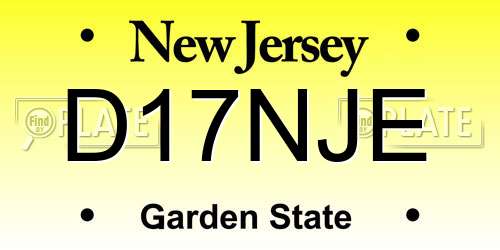 D17NJE New Jersey License Plate