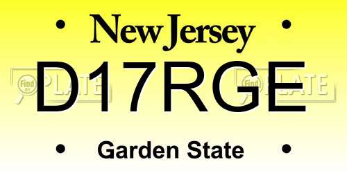 D17RGE New Jersey License Plate