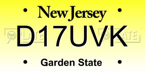 D17UVK New Jersey License Plate