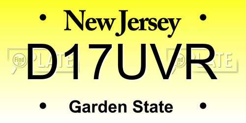 D17UVR New Jersey License Plate