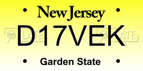 D17VEK New Jersey License Plate