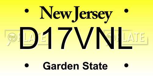 D17VNL New Jersey License Plate
