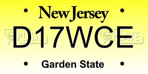 D17WCE New Jersey License Plate