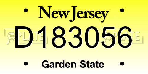 D183056 New Jersey License Plate
