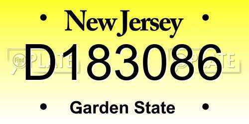 D183086 New Jersey License Plate