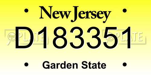 D183351 New Jersey License Plate