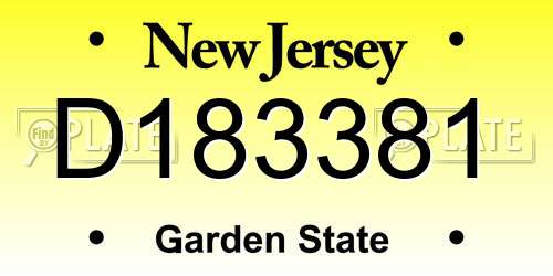 D183381 New Jersey License Plate